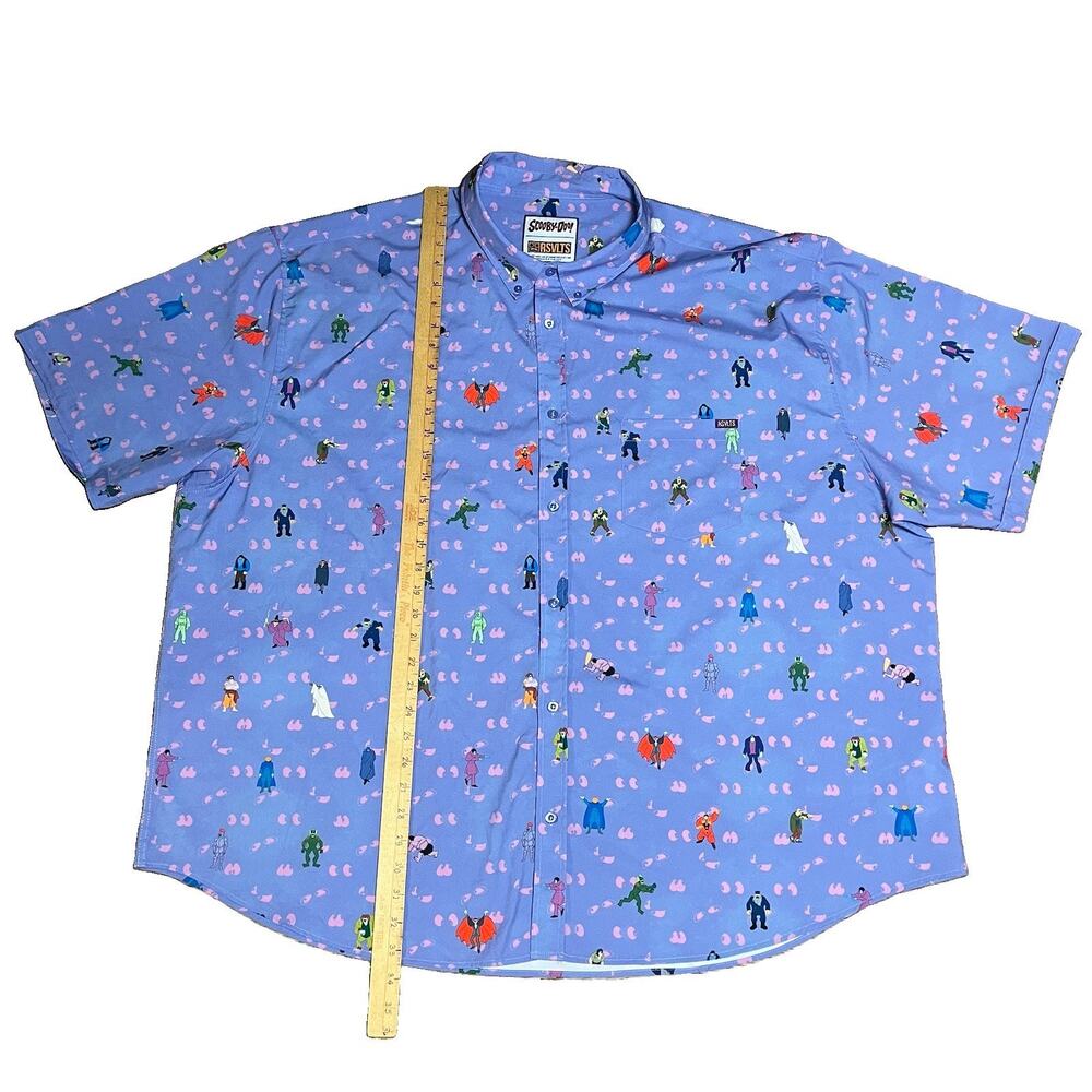 RSVLTS Scooby Doo Scoob Run Button Up Shirt 4XL Big & Tall KUNUFLEX Monsters EUC